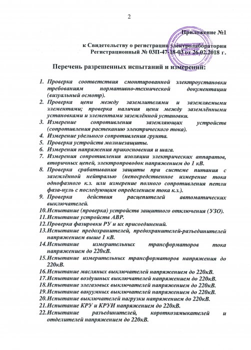 Приложение к Свидетельству ЭИЛ РЭР от 26.02.18 стр.1